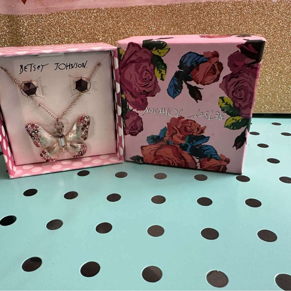 Betsey Johnson Multicolor Butterfly Necklace Set